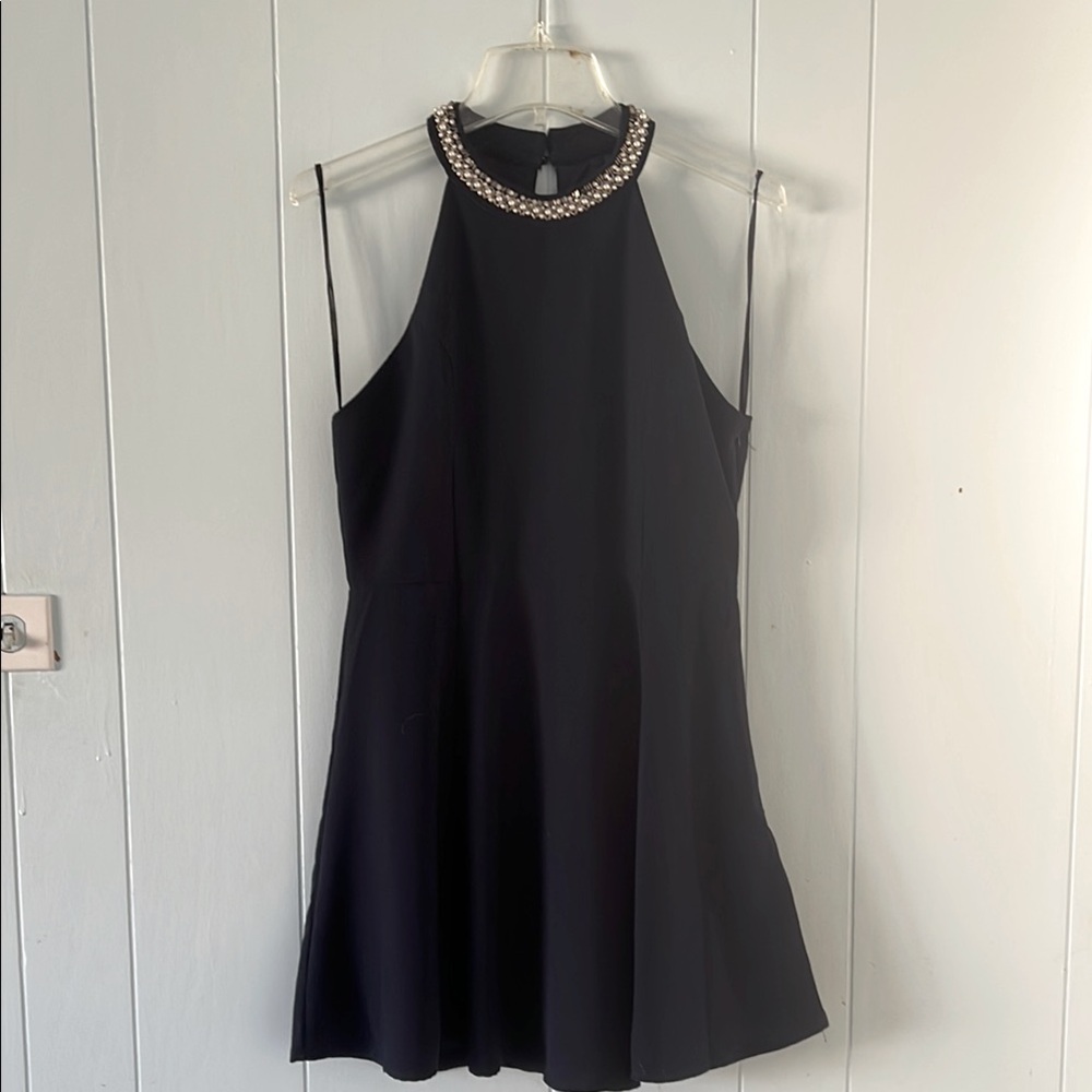 One Clothing navy blue embellished halter dress